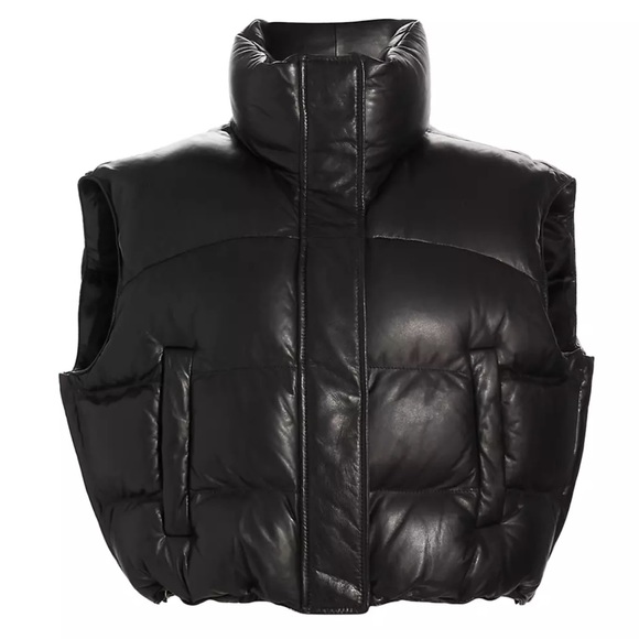 Amiri Shrunken Cropped Quilted Vest Black Women’s Medium - Picture 1 of 7